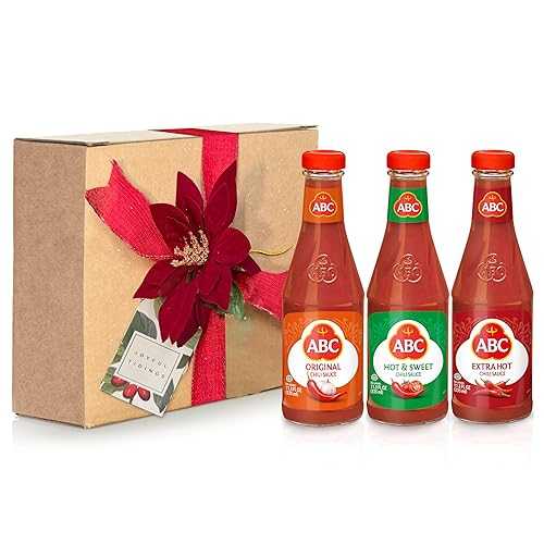 ABC Chili Hot Sauce Gift Set, 3 Pack (11.3 薬局衡オンス Each), Hot Sauce Variety Pack, Original, Extra Hot, Hot \u0026 Sweet, Spicy Sriracha Style Sambal, Halal, Perfect Holiday Gift, Wrapped with Card