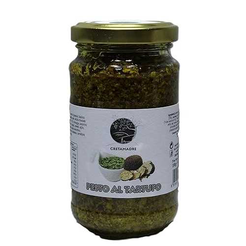 Cretamadre Italian Truffle Pesto Sauce with Fresh Basil, Pecorino, Cashews, Summer Truffle, Gourmet Pasta Sauce, 3.68 薬局衡オンス