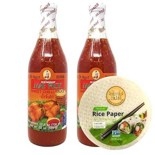 Authentic Asian Pantry Sweet Chili Sauce, 25 fl 薬局衡オンス, 2-Pack with FREE Four Elephants Round Rice Paper, 22糎