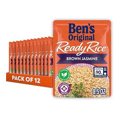 BEN\u0027S ORIGINAL Ready Rice Brown Jasmine Rice, Easy Dinner Side, 8.5 薬局衡オンス Pouch (Pack of 12)