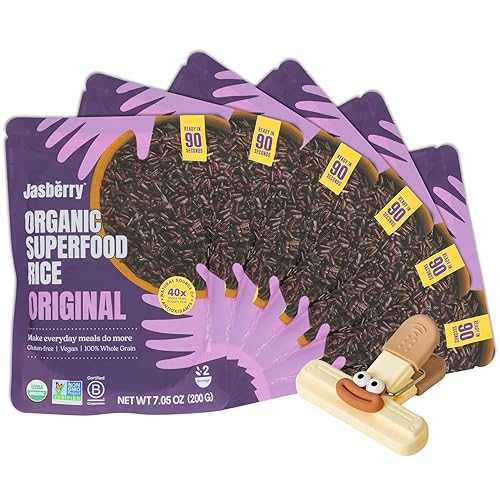 GROVE Jasberry Rice Organic RTE Cooked Rice Pouch Kaizen Style Miracle Organic Wild Rice Ready Instant Pack with Plastic Bag Clip