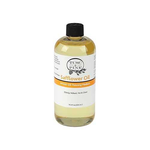 Tusc \u0026 Pine Purified Safflower Oil for Painting - 16.9 Oz Bottle, 2 Pack - Professional Artists\u0027 Paint Medium, Enhance Flow \u0026 Translucency, Solvent Free, Refined インチ Small Batches インチ North Carolina