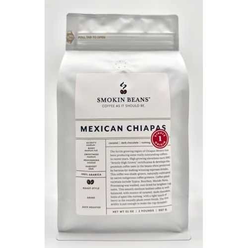 Smokin Beans 2-Pound Mexico Freshly Roasted Coffee, Washed Processing, Full City Roast, Premium Whole Bean Specialty Coffee