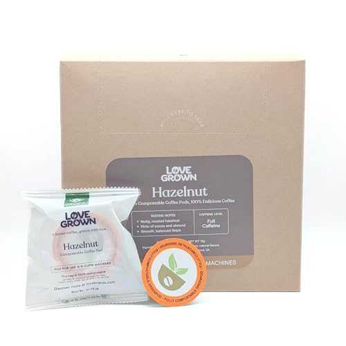 Love Grown Compostable Coffee Pods - Compatible with Single-Serve Brewing Machines - 100% Arabica Beans, Plastic-Free, Gluten-Free, Non-GMO -Hazelnut, Box of 15