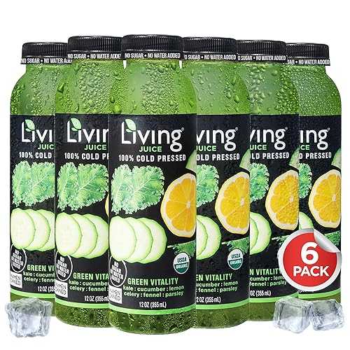 O2 Living Juice Cold Pressed Drink - Green Vitality Organic Juice Pack - No Added Sugars or Water, Naturally Sweetened from Fruits, Rich インチ Nutrients \u0026 Vitamins - Non-GMO - 12 fl 薬局衡オンス - 6 Pack