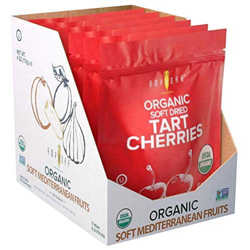 Amphora Soft Dried All Natural Organic Tart Cherry Healthy Snack Fruits Vegan Kosher Gluten Free 3 Oz Each (Pack of 6)