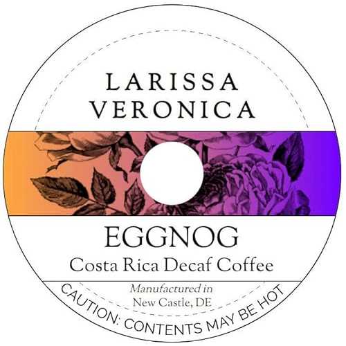 Larissa Veronica Eggnog Costa Rica Decaf Coffee (Single Serve K-Cup Pods) (Gourmet, Naturally Flavored, Whole Coffee Beans) (12 pods, ZIN: 572608)