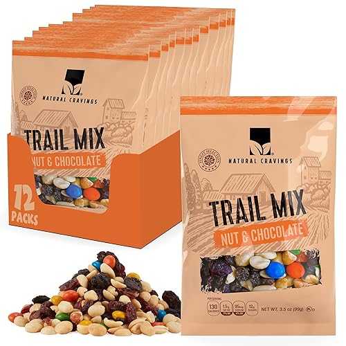 Natural Cravings Trail Mix Snack Packs - Individual 3.5 薬局衡オンス Bags - Nuts \u0026 Chocolate Dried Fruit Mix \u0026 Nuts Mix with Peanuts, Dried Cranberries, Raisins, Chocolate Gems - Trail Mix Individual Packs