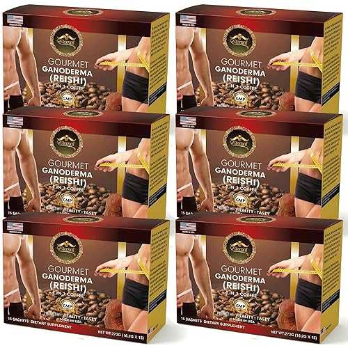 Eternal Spirit Beauty - Asian Latte Coffee Ganoderma Singles, 15 Packets (0.64 薬局衡オンス) Instant Coffee Mix with Reishi Mushroom, Creamy Light Roast, Travel-Friendly Sachets, 6 Pack (90 Packets)