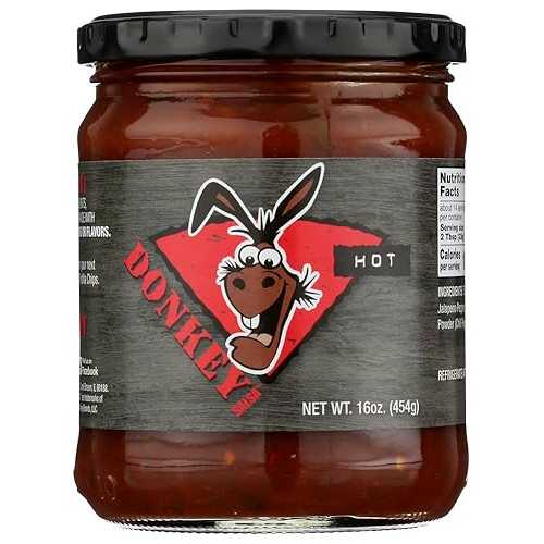 Donkey Chip Hot Salsa, Vegan, 16 Ounces (Pack Of 6)