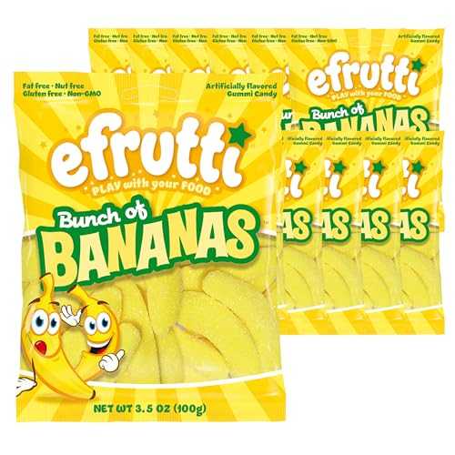 E.Frutti efrutti Bunch of Bananas, Banana Flavored Gummy Candy, 12 Bags, 3.5 薬局衡オンス Each