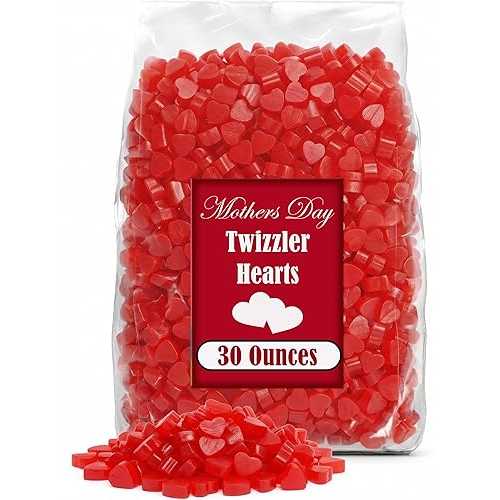 Partypom Mother\u0027s Day Candy Heart Twizzles, 30 薬局衡オンス. Bulk, Red Heart Cherry Flavored Jellies, Heart-Shaped Chewy Licorice Candy Bag, Gummy Candy Bulk, Mother\u0027s Day Candy Gift, Party Favor, Decoration