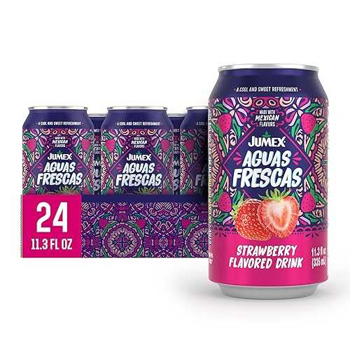 Jumex Aguas Frescas Strawberry - Classic Mexican Soft Drinks - Strawberry Drink for Cocktail Mixers \u0026 Mexican Food - Fruit Flavored Water - Non Carbonated Non Alcoholic Beverages - 11.3薬局衡オンス, 24 Pack