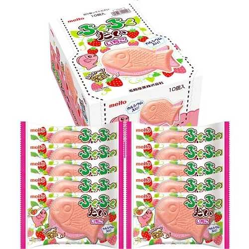 sugimura-ya Japanese Taiyaki Snack Strawberry-Chocolate Pukupuku-tai Fish Snack 0.7薬局衡オンス(20g) Set Of 10