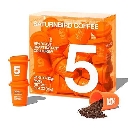 Saturnbird Super Instant Coffee Pods, Specialty Cold Brew Freeze-dried Coffee, No.5 Dark Roast, 100% Arabica, Brew with Hot/Cold Water or Milk, 24 Single-Serve Packets
