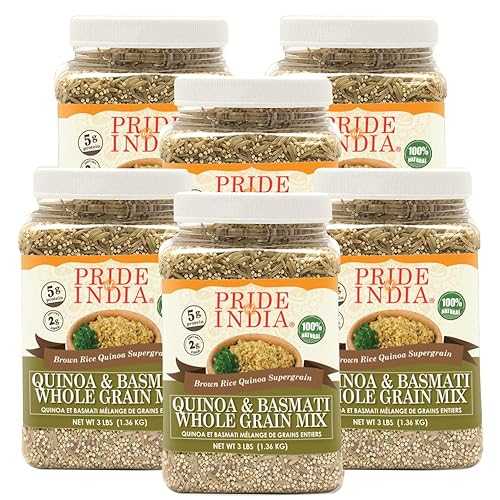 Pride Of India - PACK of 6 - Quinoa \u0026 Basmati Whole Grain Mix - Brown Rice Quinoa Supergrain, 3 lbs Jar