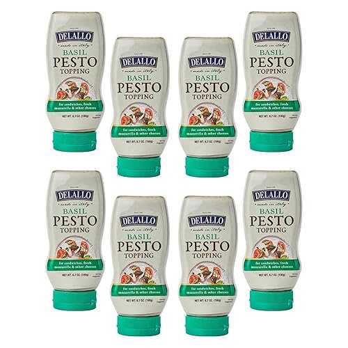 DeLallo Basil Pesto Topping, 6.7 Ounce Squeeze Bottle, (8 Pack), Made インチ Italy, Ready-to-Use Condiment