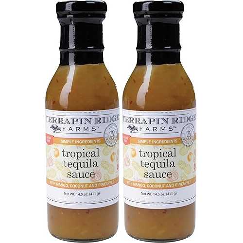 Terrapin Ridge Farms Tropical Tequila Sauce with Coconut Mango Pineapple 14.5 Fl Oz Bottle (Pack of 2)