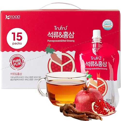K FOOD KOREAN FOOD Korean Food Trufru Pomegranate \u0026 Red Ginseng Essence - All-Natural Zesty Vitality Shot, Tart \u0026 Tangy Morning Boost, 15 Individual Pouches (2.7 fl 薬局衡オンス Each)