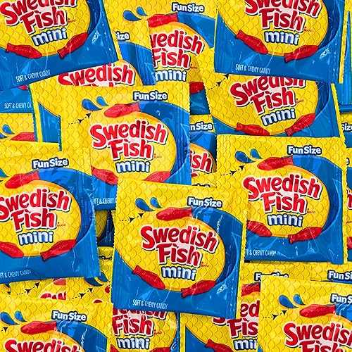 Candykrave Swidish Fish Mini Soft and Chewy Fun Size Candy Variety Pack, Bulk Gummy Candy Individually Wrapped, 1Pound (35 Count).