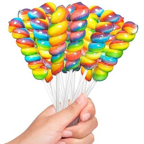 4E\u0027s Novelty Rainbow Twist Lollipops Individually Wrapped Bulk - Mixed Fruit Flavor Suckers Candy for Birthday Party Favor Valentines Candy Bulk - Pack of 36