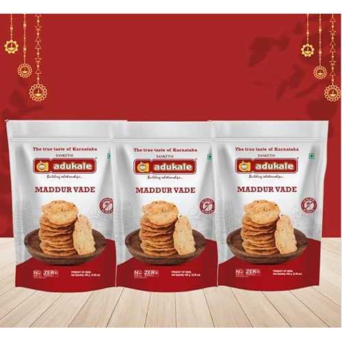 SHASTHA FOODS Adukale Maddur Vade 180 Gms - Pack of 3 Crunchy \u0026 Tasty Snacks