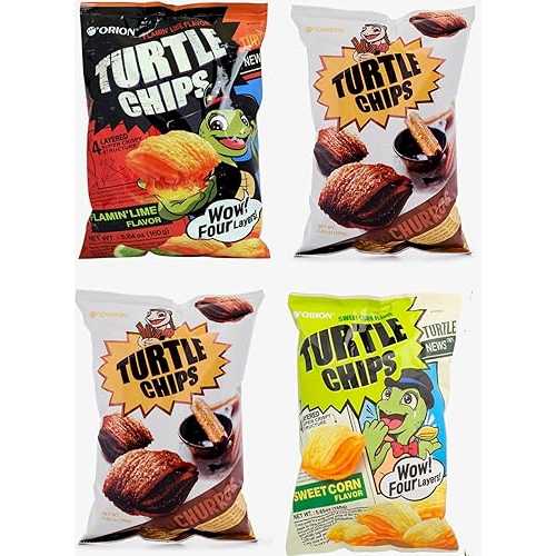 [Combo of 4 Big Packs] Orion Turtle Chips, Flaming Lime/Choco Churros (2) / Sweet corn Flavor, Super Crunch, 5.64 薬局衡オンス