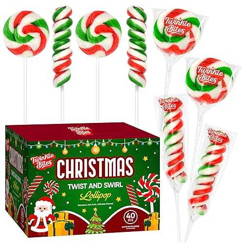 クリスマス ロリポップ 40本入り口・入口 渦状文\u0026捩じり 砂糖菓子 個荷造り オランダ苺味 大静電容量 御菓子 詰め合わせ Twinkle Bites 40 Pack Christmas Lollipops - Individually Wrapped Christmas Holiday Themed 20 Twist And 20 Swirl Suckers -