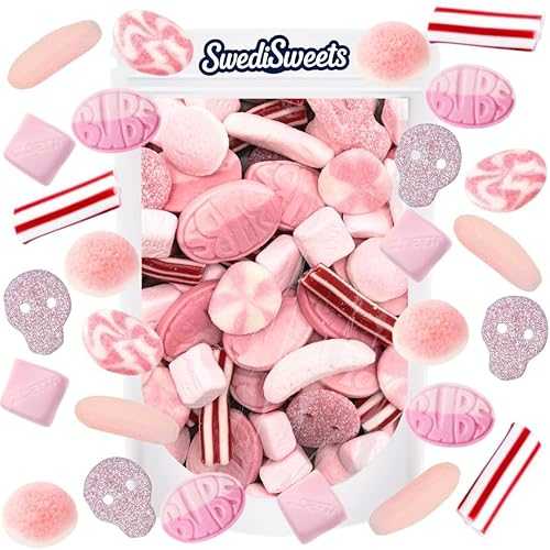 Swedisweets All About Pink Swedish Pink Candy Bulk Mix Fruity Strawberry \u0026 Raspberry Gummies, Chewy Sour Treats \u0026 Marshmallow Bites Candie for Baby Shower 454 g (16 薬局衡オンス)