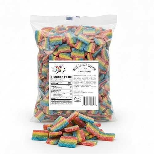 YAY! FUN Halal Sour Mini Rainbow Belt Candy Bulk / 5-Pound of Fruity Sour Mini Strips, Colorful Belt Gummy Candy for Parties, Candy Buffets, Goodie Bags \u0026 Dessert Decorating