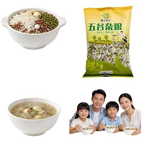 FFEEJ Nutritious 500g Mung Bean Lily Mixed Grain Congee, Quick 30-Min Breakfast Porridge, Easy Stove/Rice Cooker, Healthy Meal
