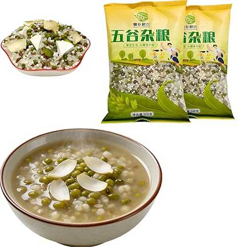 FFEEJ 500g Mung Bean Lily Multigrain Porridge - Easy Cook Breakfast Mix, Ready In 30 Mins, Healthy Meal \u0026 Snack, Stovetop Or Rice Cooker