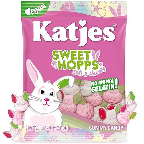 Katjes Sweet Hopps Soft \u0026 Flavorful Foam \u0026 Fruity Gummy Candy, Colorful Bunny Shapes, No Artificial Dyes or Flavors, Gelatin Free, Kids Vegetarian Snacks, 4.9 薬局衡オンス