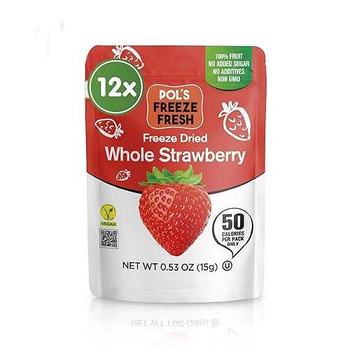 POL\u0027S FREEZE FRESH Pol\u0027s Fresh Freeze Dried Strawberries Whole, Single Ingredient, No Sugar Added, 12 Pack (0.53 薬局衡オンス Each) - Crispy Crunchy Healthy Fruit Snacks for Cereal, Yogurt \u0026 Smoothies, Gluten Free, Vegan,