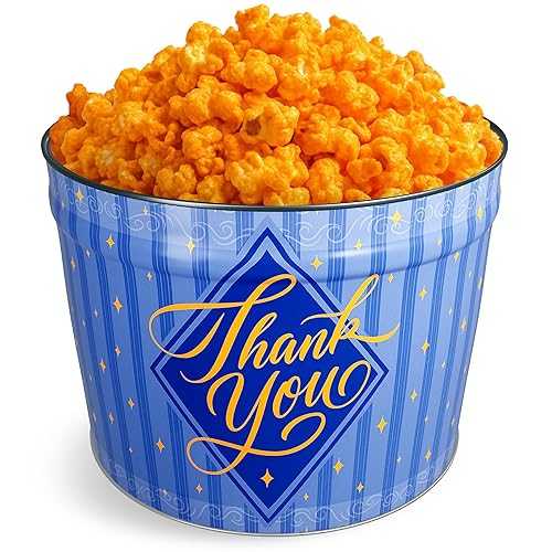 Ren・・e\u0027s Gourmet Thank You Popcorn Gift Tin - 2 Gallon - Cheesy Corn Wisconsin Cheddar Cheese Popcorn - Gourmet Appreciation Food Gift Ren・・e\u0027s Popcorn Ren e s Gourmet Thank You Popcorn Gift Tin 2 Gallon Cheesy Corn