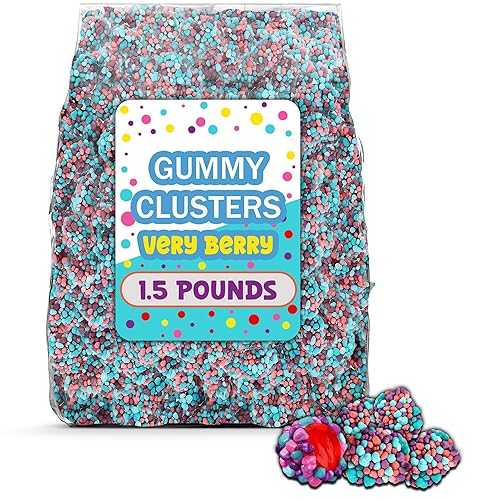 Partypom Nerrds Candy Very Berry Gummy Clusters, 1.5 Lb Bulk, Crunchy, Sweet and Sour Gummy Candy, Pastel Colored, Bite Sized Fruit Flavored Gummies for Snacking Treats and Kids Birthday Party
