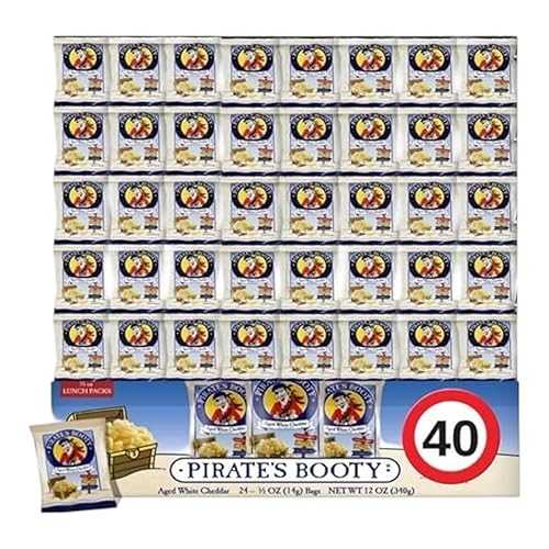 Generic Booty White Cheddar Puffs, 40 Count Bulk Pack / Baked Rice \u0026 Corn Snack / Gluten-Free, No Artificial Flavors / Healthy Kids Snacks, Lunchbox \u0026 On The Go Treats