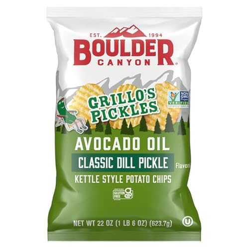 Generic Boulder-Canyon Classic Dill Pickle Potato Chips, 22 薬局衡オンス Party Size Bag Kettle Cooked インチ Avocado Oil Non GMO, Gluten Free Gourmet Snack