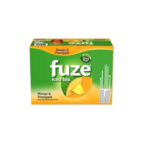 Fuze Iced Tea, Mango \u0026 Pineapple Flavor, Naturally Flavoured, Low Caffeine, Liquid, 11.5 Fl Oz, Pack of 12