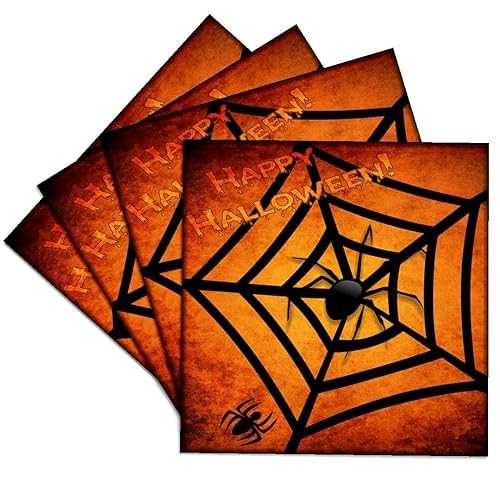 3dRose cst_24192_3 ハロウィンの蜘蛛 - 陶器 瓦 コースター、4 個仕かける 3dRose cst_24192_3 Spiders on Halloween-Ceramic Tile Coasters, Set of 4