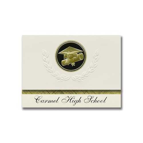Signature Announcements Carmel High School (Carmel, NY) Graduation Announcements, Presidential style, Basic package of 25 Cap & Diploma Seal. Black & Gold.｜Glomarket
