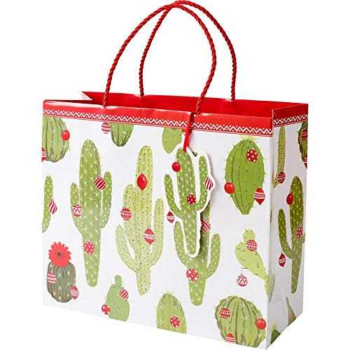 カスパリ メリー カクタス ラージ ギフトバッグ - 4 袋 Caspari Merry Cactus Large Gift Bag - 4 Bags|Glomarket