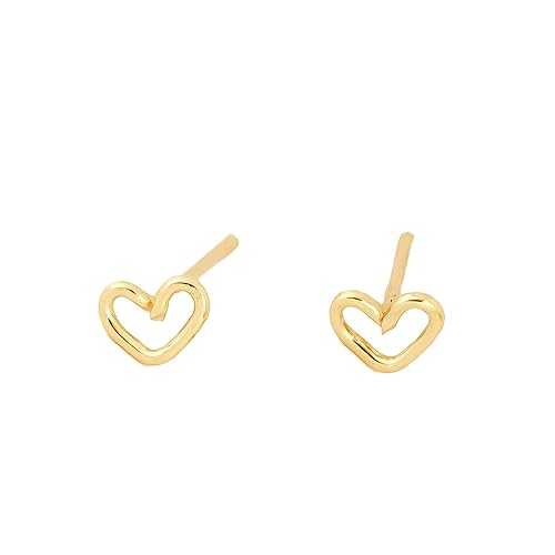ミニ ゴールド ハート スタッド ピアス Mini Love Stud Earrings, Handmade Tiny 14K Gold Filled Heart Studs by Lotus Stone Jewelry (Gold, Heart)|Glomarket