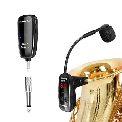 XIAOKOA UHFワイヤレス楽器マイク、サックスマイク、ワイヤレスレシーバーとトランスミッター、160フィートの範囲、プラグアンドプレイ、トランペット、クラリネット、チェロに最適 XIAOKOA Wireless Saxophone Microphone, UHF Microphones for Sax, Charging |Glomarket