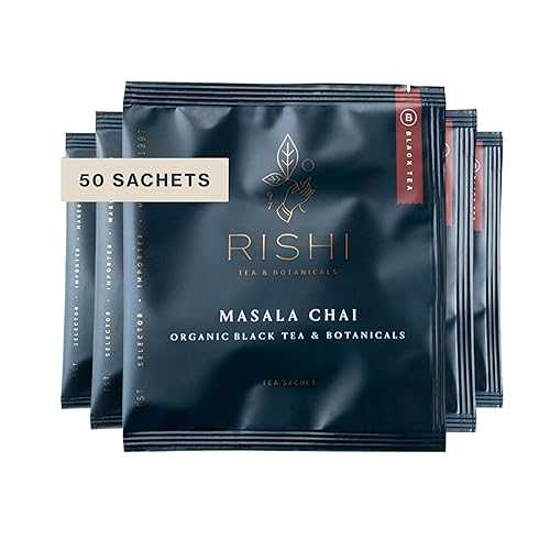 リシ オーガニック マサラチャイ ブラックサシェティー 50袋入り Rishi Tea Masala Chai Black Sachet Tea Bag Blend - Organic, Assam with Whole Spices, Energizing & Caffeinated - 50 Count｜Glomarket