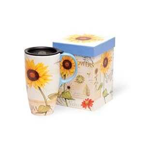 Cypress Home 17oz Sunflower Travel Mug with Designer Gift Box - Stainless Steel, Insulated, Leakproof