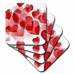 3dRose CST_50606_2 Love Red Hearts Lovable Art バレンタインデー ソフト コースター、8 個セット 3dRose CST_50606_2 Love Red Hearts Lovable Art Valentines Day Soft Coasters, Set of 8