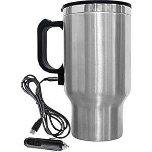 ブレントウッド トラベルマグ 12ボルト加熱式、16オンス、ステンレススチール Brentwood Travel Mug 12 Volt Heated, 16 oz, Stainless Steel