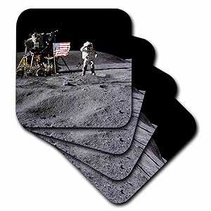 3dRose CST_76861_3 宇宙飛行士 & ロケット アポロ 16 号月面着陸 セラミック タイル コースター (4 個セット) 3dRose CST_76861_3 Astronauts & Rockets Apollo 16 Lunar Landing Ceramic Tile Coasters, (Set of 4)