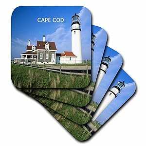 マサチューセッツ州ケープコッドの 3dRose 灯台 - ソフトコースター、4 個セット (CST_80839_1) 3dRose Lighthouse on Cape Cod in Massachusetts - Soft Coasters, Set of 4 (CST_80839_1)